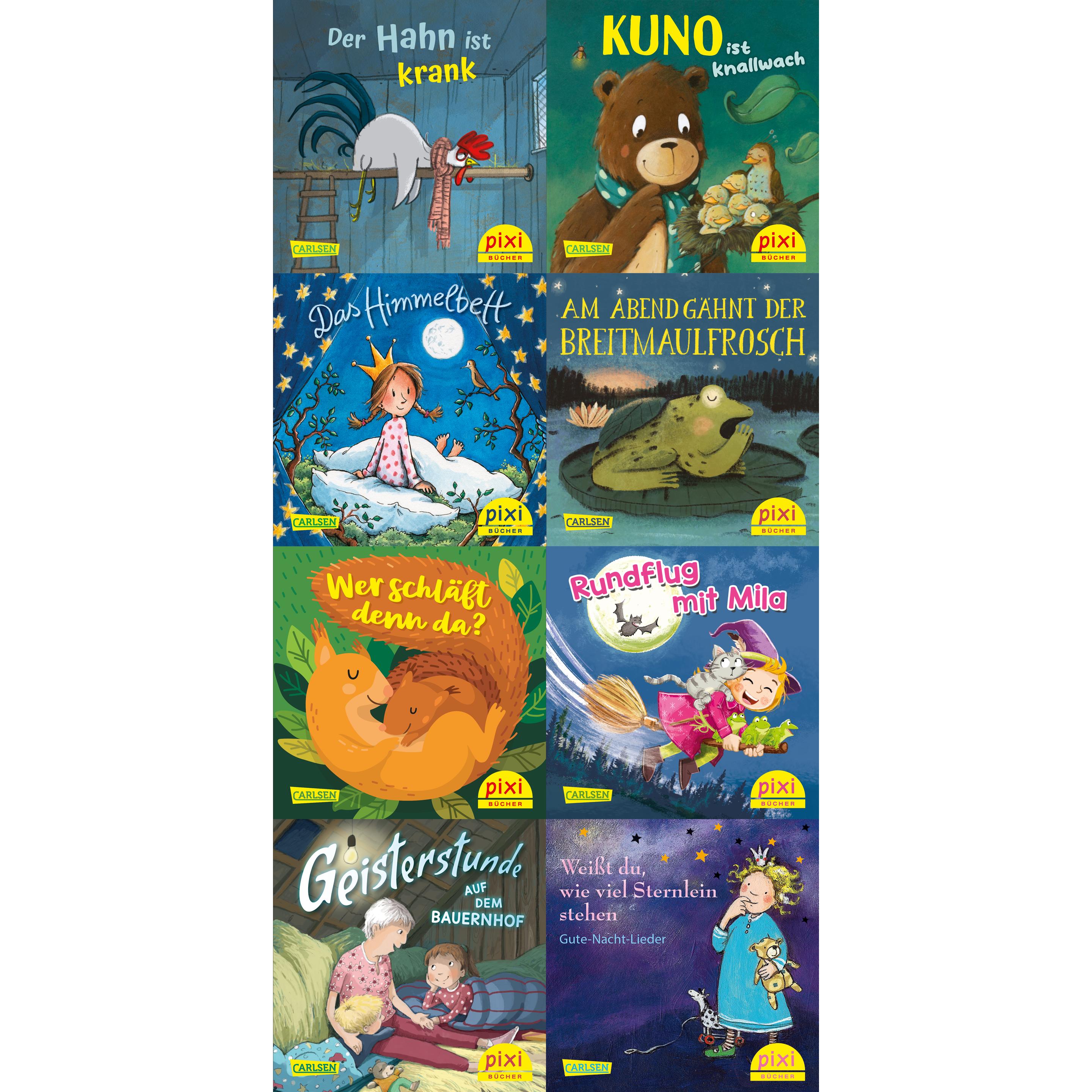 Pixi-Box 292: Schlaf schön mit Pixi (8x8 Exemplare), mit 8 Buch, 56 Teile, Kinderbücher von Diverse