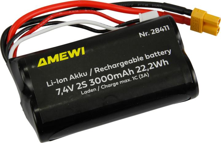 Produktbild Amewi Li-Ion Akku 2S 7,4V 3000mAh XT30 (7.40 V, 3000 mAh)