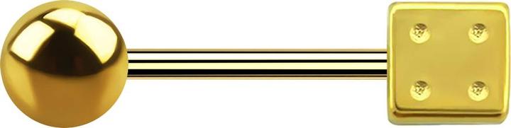Actual product image Star Piercing Gold-plated micro barbell with ball and cube (without brass, Surgical steel 316L)