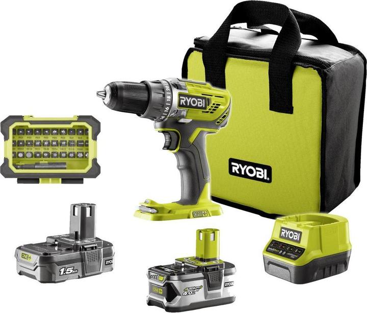 Actual product image Ryobi Cordless drill driver ONE+ R18DD3-2415BSA31 1x1.5Ah, 1x4.0Ah (Drill driver)