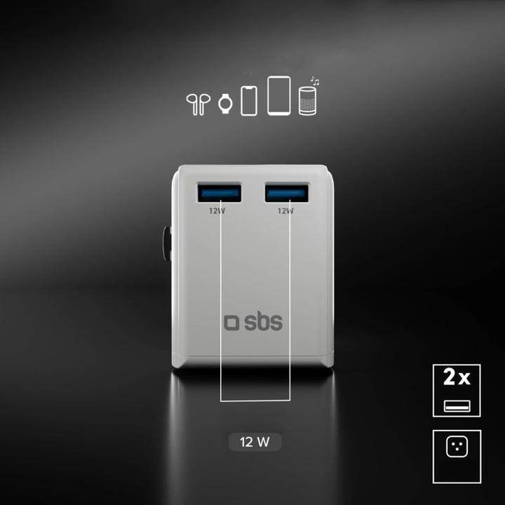 Actual product image SBS Universal-Reiseadapter – EU 2xUSB-A – weiss