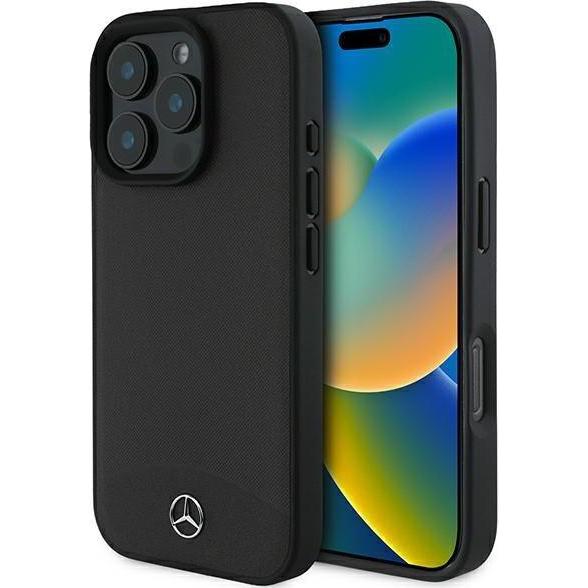 Mercedes MEHMP16L23RBARK iPhone 16 Pro 6.3" czarny/black hardcase Textured And Plain Leather MagSafe (Apple iPhone 16 Pr...