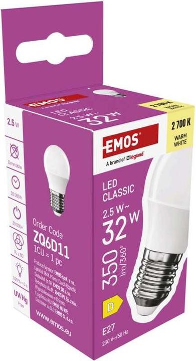 Produktbild Emos LED Lampe Classic Mini Globe / E27 / 2,5 W (32 W) / 350 lm / Warmweiss (E27, 350 lm, 1 x)