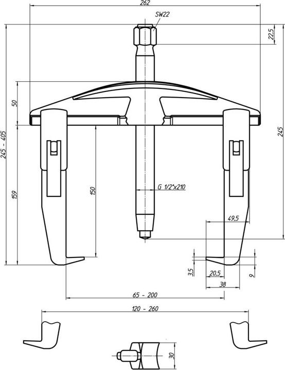 Actual product image Gedore 1.04/2A Universal puller, 2-arm, 200x150 mm