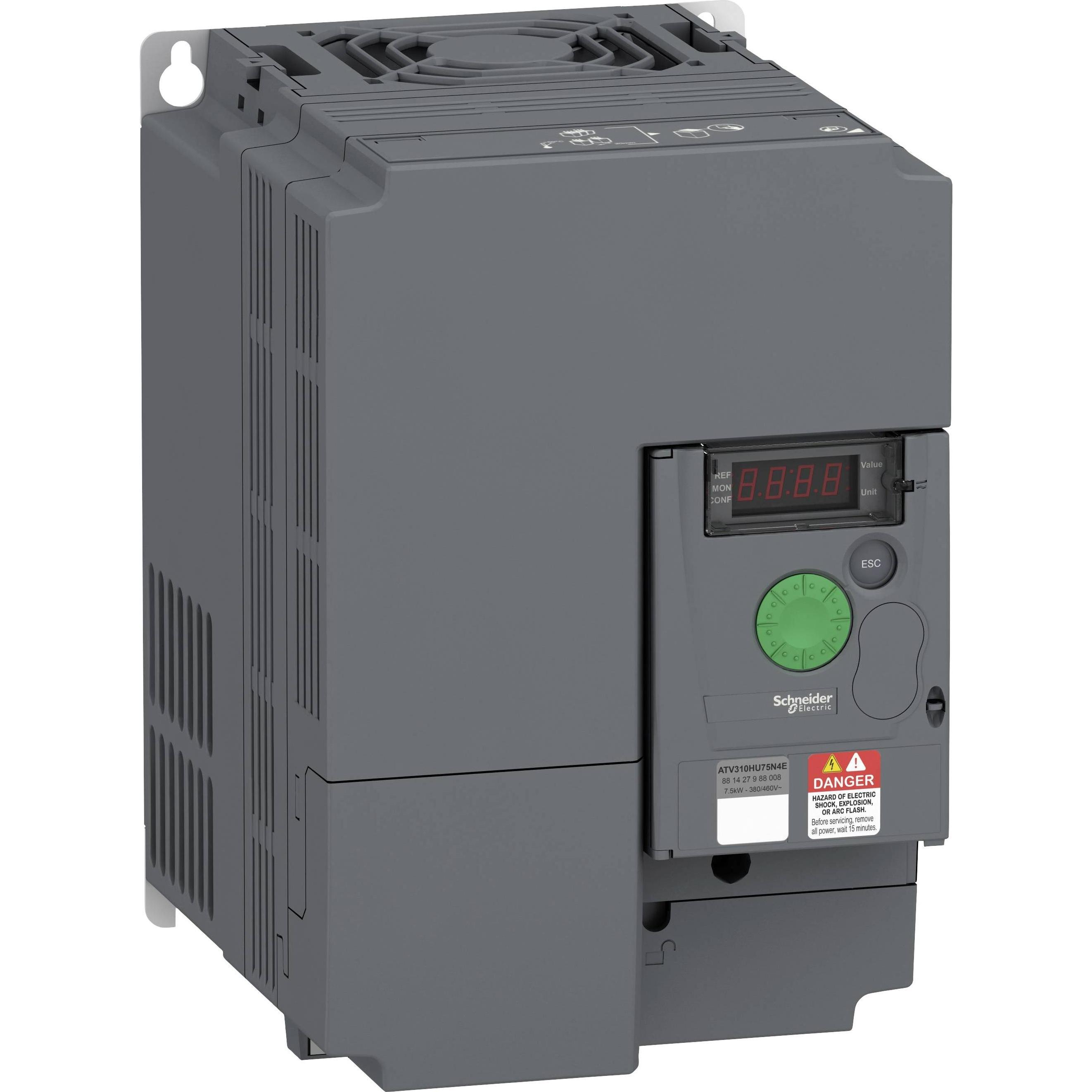 Schneider, Convertitore di frequenza, Inverter, Easy Altivar 310, 7,5kW, 380-460V AC, trifase, senza filtro ATV310HU75N4E