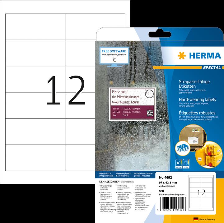 Actual product image Herma Weatherproof labels A4