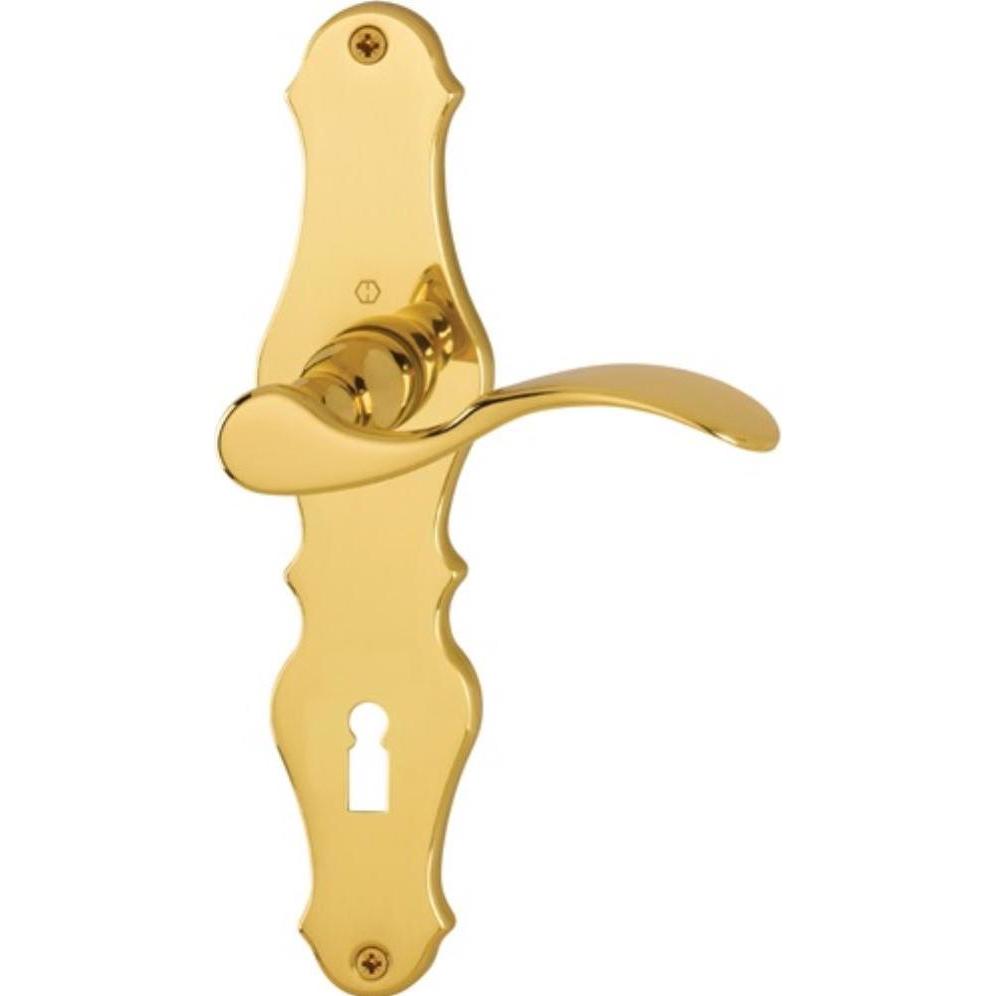 Hoppe, Türgriff + Fenstergriff, Langschildgarnitur Weimar M112SLN/2007 Messing F71 BB 72 mm DIN links / rechts (Türgarni...