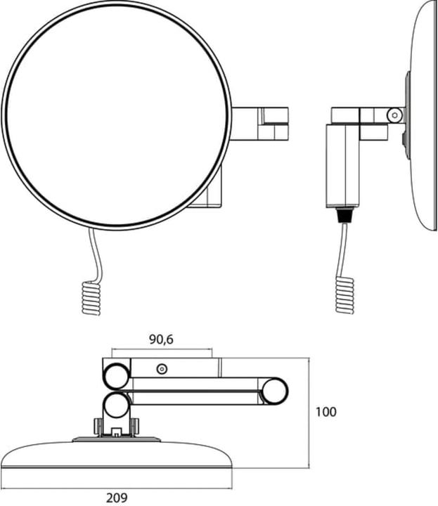 Actual product image Emco LED shaving/cosmetic mirror EVO round, wall model, 2-arm 5-fold black