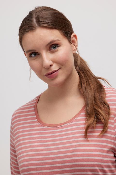 Immagine prodotto Ulla Popken Maglia del pigiama in cotone biologico a righe con scollo a girocollo e mezze maniche (42, 44)