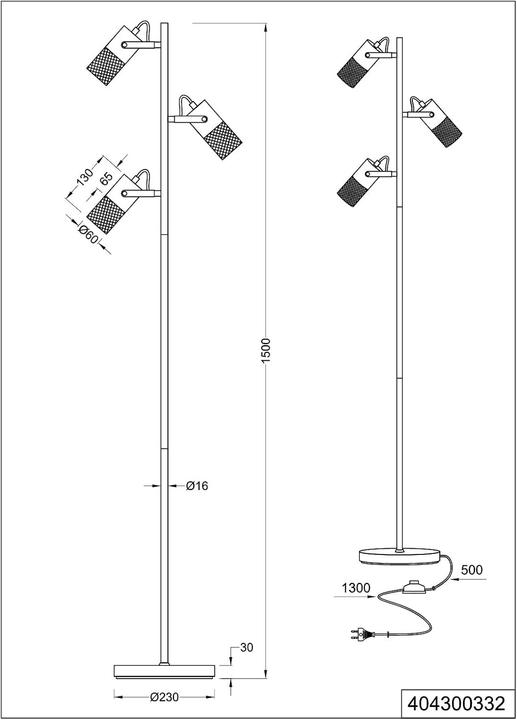 Actual product image Floor lamp Tosh 3er (E14)