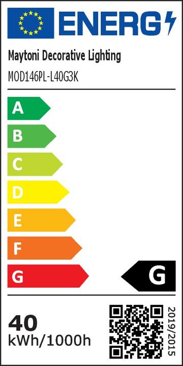 Energie-Label Maytoni Tau LED Pendelleuchte, Hängeleuchte 40W Gold-Farbe Warmweiss (2200 lm)