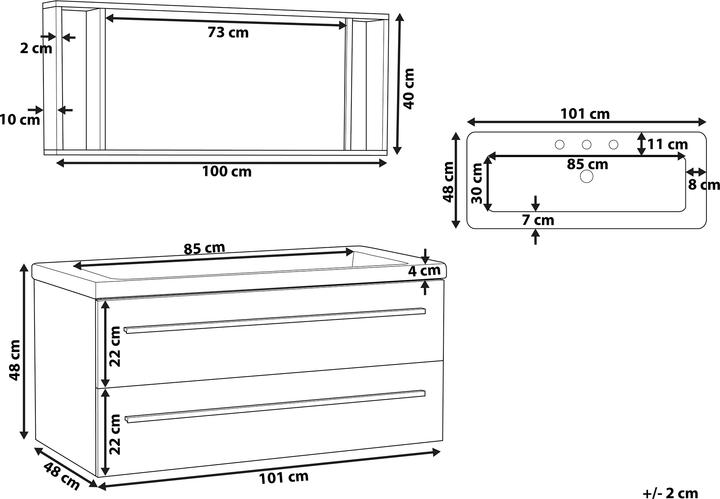 Produktbild Beliani Badmöbel Set beige ALMERIA