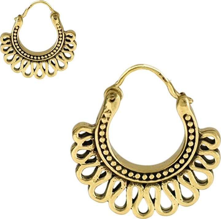 Produktbild Star Piercing Ohrring vergoldet gepunktet mit Wellen (Messing)
