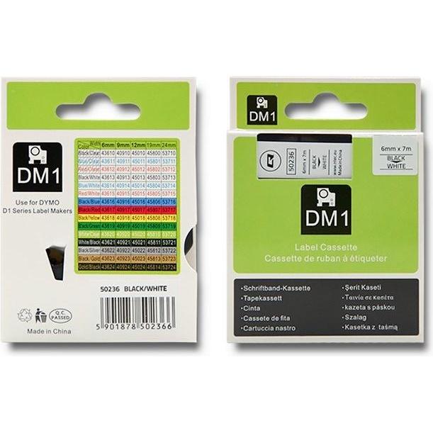 Qoltec, Nastro di marcatura, Nastro per DYMO D1 43613 6mm x 7m Baltas (0.60 cm, Bianco)