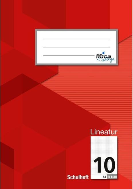 Produktbild MICA College Schulheft - DIN A5 - Lineatur 10 - kariert mit Rand - 16 Blatt (A5, Kariert)