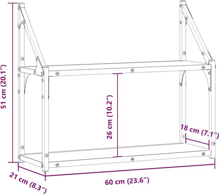 Immagine prodotto vidaXL Wandregal (60 x 21 x 51 cm)