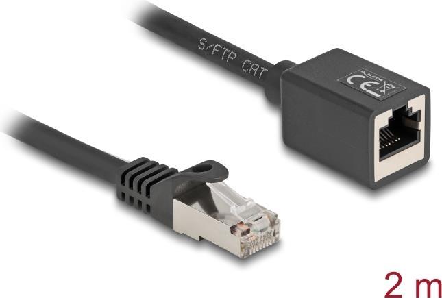 Produktbild Delock Netzwerk Verlängerungskabel RJ45 Stecker zu RJ45 Buch (S/FTP, CAT6a, 2 m)
