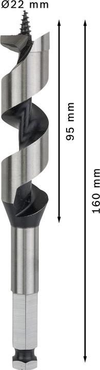 Actual product image Bosch Professional Zubehör PRO Wood Wood auger bit, 22 x 95 x 160 mm (11.1 mm)