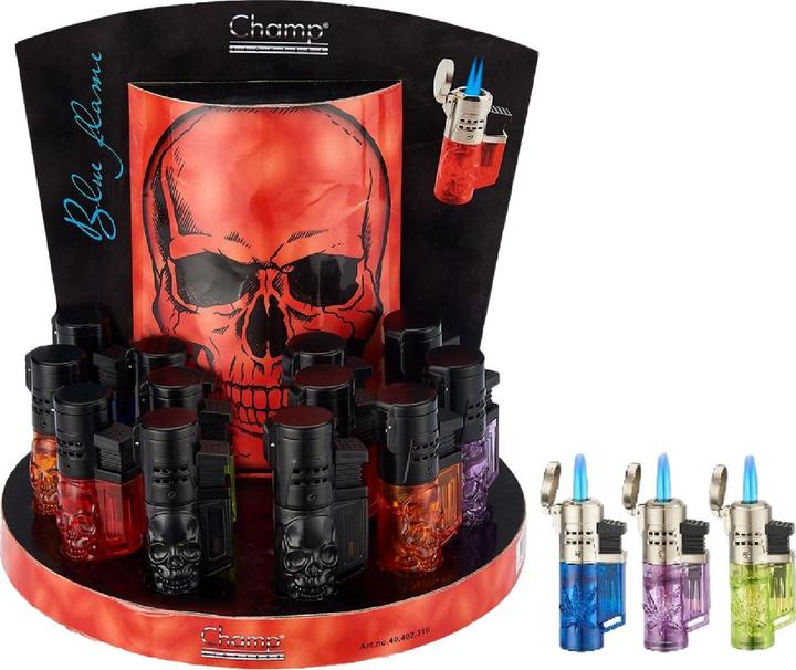 Champ Sturmfeuerzeug mit 3D-Totenkopf