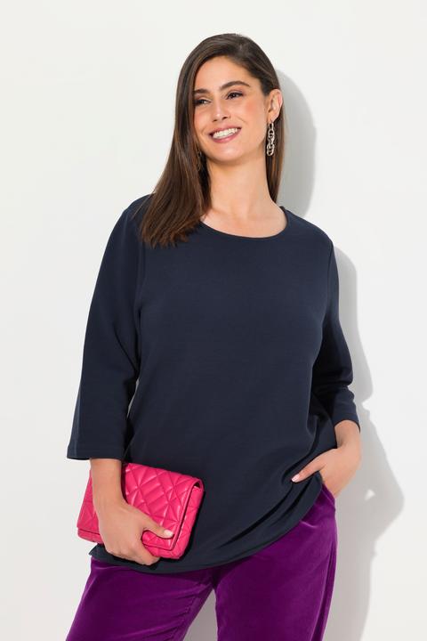 Produktbild Ulla Popken Sweatshirt, Querrippen, Rundhals, 3/4-Arm (42, 44)