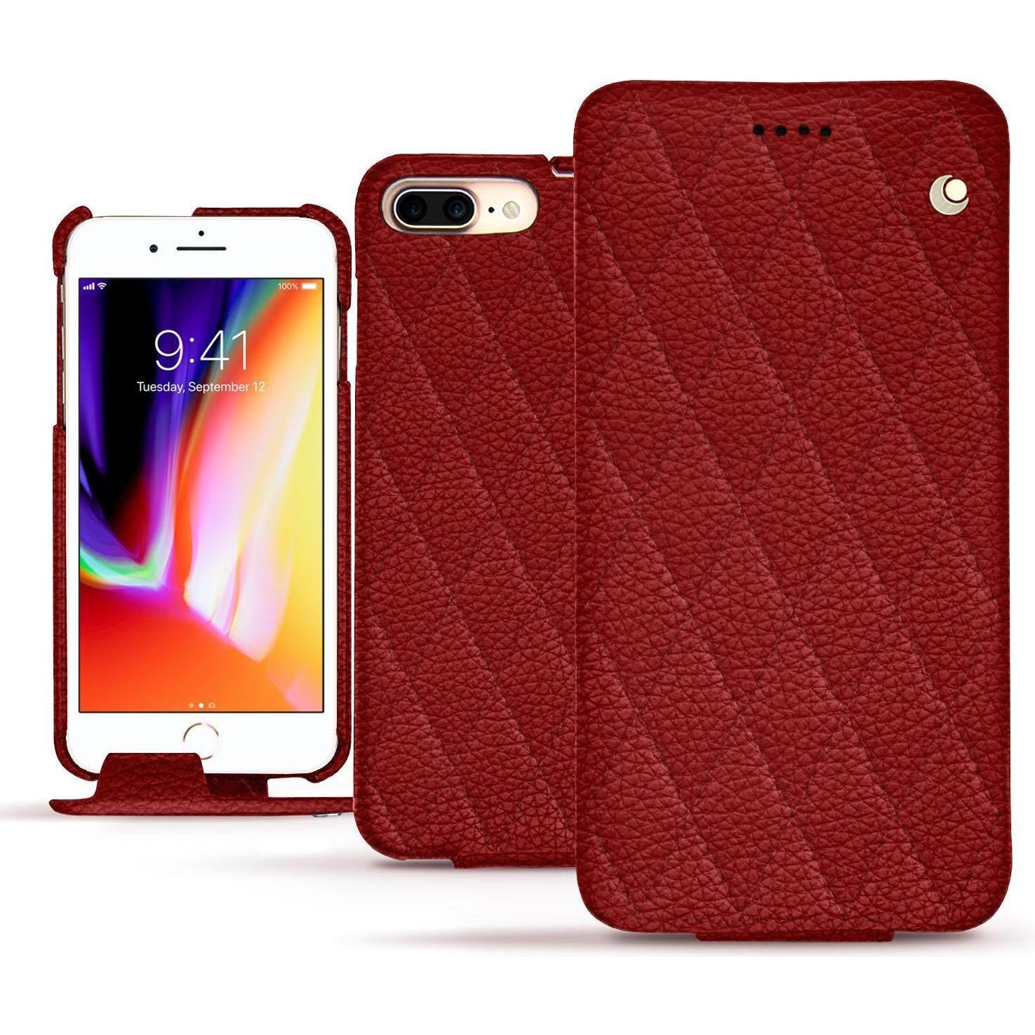 Thumbnail - Noreve Lederschutzhülle vertikal (Apple iPhone 8 Plus), Smartphone Hülle, Rot