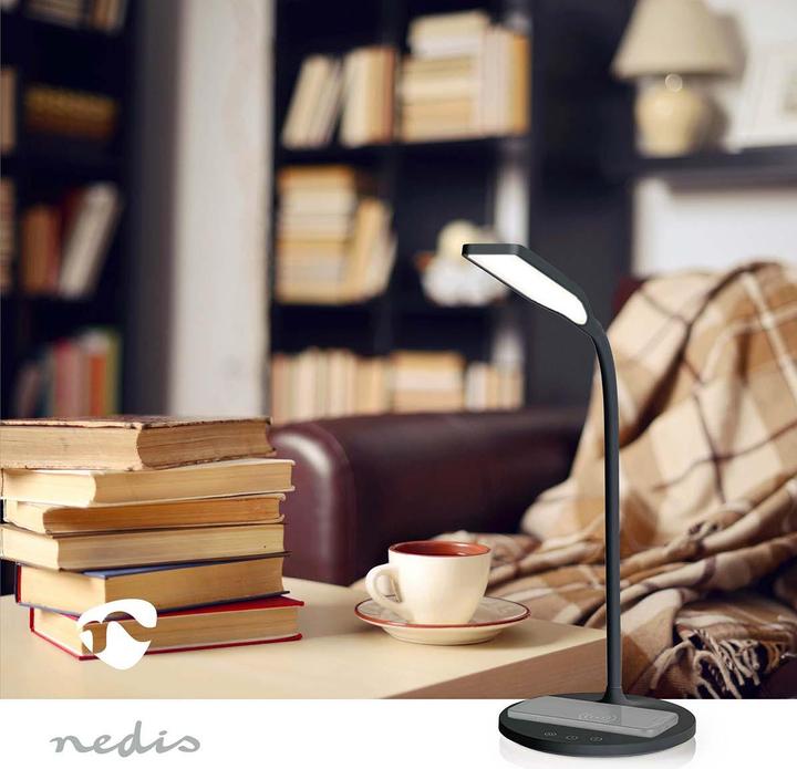 Actual product image Nedis LED lamp with wireless charger - dimmer switch - LED/Qi - 15 W - with dimmer - cold white/natural (350 lm)