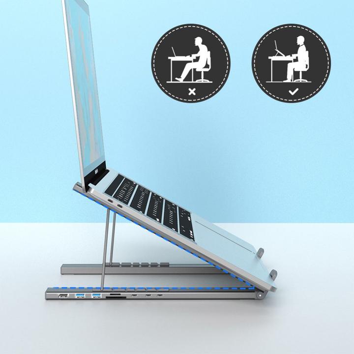 Produktbild Choetech 7in1 Laptop Stand Docking Station HUB-M48 (black) (USB-C, 7 Ports)