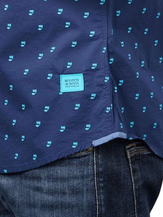 Actual product image Scotch & Soda Ditsy Printed Poplin Shirt Long Sleeve Blue (L)