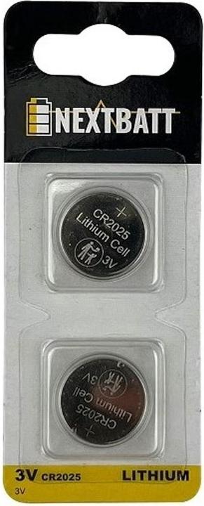 OEM NextBatt knoopcelbatterij CR2025, 3V - 2-pack (2 Pcs., CR2025)