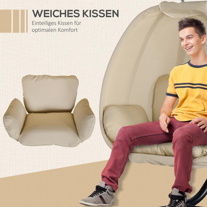 Produktbild Outsunny Hängesessel Metall, Polyester Khaki