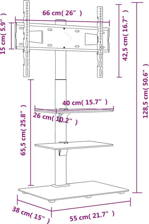 Actual product image vidaXL TV-Eckständer (45 kg, 32" - 65")