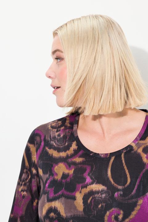 Actual product image Ulla Popken Plum Swirl Print Knit Tunic (58)