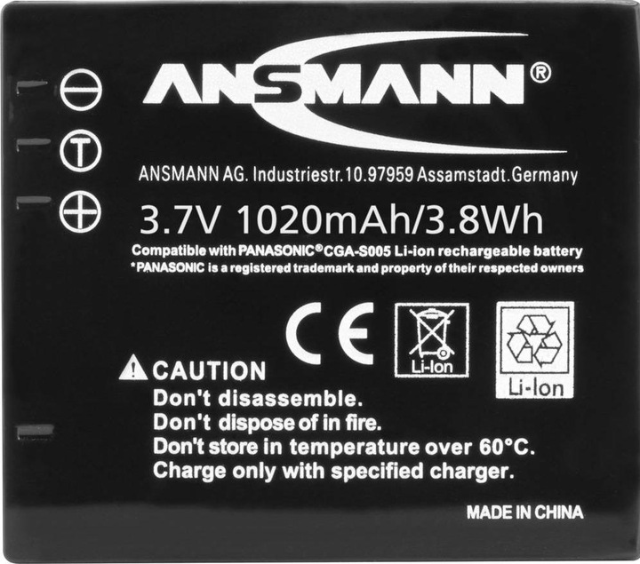 Image du produit Ansmann Panasonic CGA-S005 Batterie rechargeable (Batterie)
