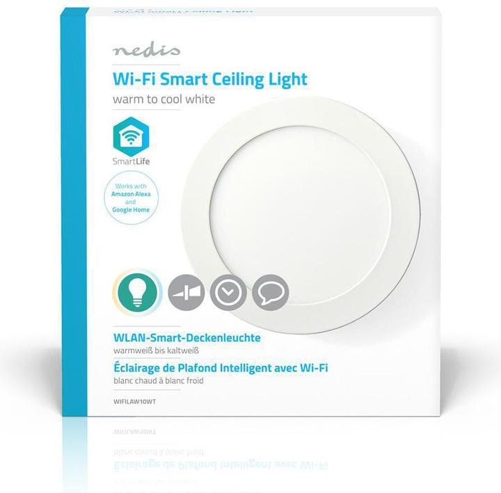 Immagine prodotto Nedis SmartLife - Plafoniera WLAN - Bianco freddo/Bianco caldo - Controllo vocale - Integrato nel Ned (800 lm)