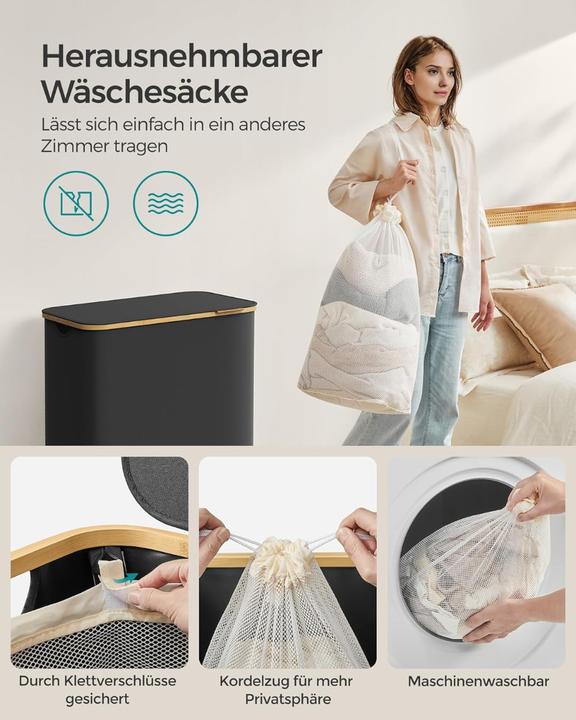 Image du produit Songmics Panier à linge Collecteur de linge 3 compartiments (150 l)