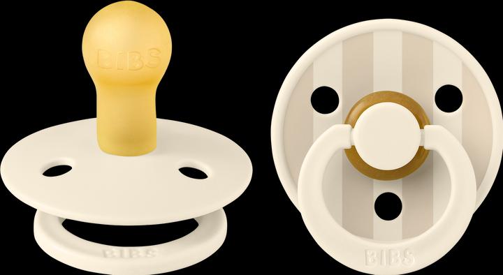 Bibs Studio Nuggi Colour 2 PACK Latex Round 0-6m Pin Ivory Steel Blue Mix (2 x, bis 6 Monate)