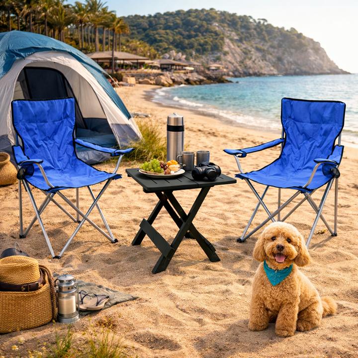 Produktbild Mojawo 3tlg Camping Set Campingmöbel Klapptisch Anglerstuhl Campingstuhl blau