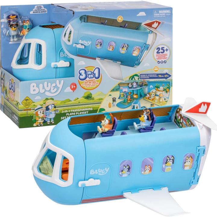 Productafbeelding Moose Bluey transformatiespeelset Holiday 3in1 vliegtuig-boot-hotel