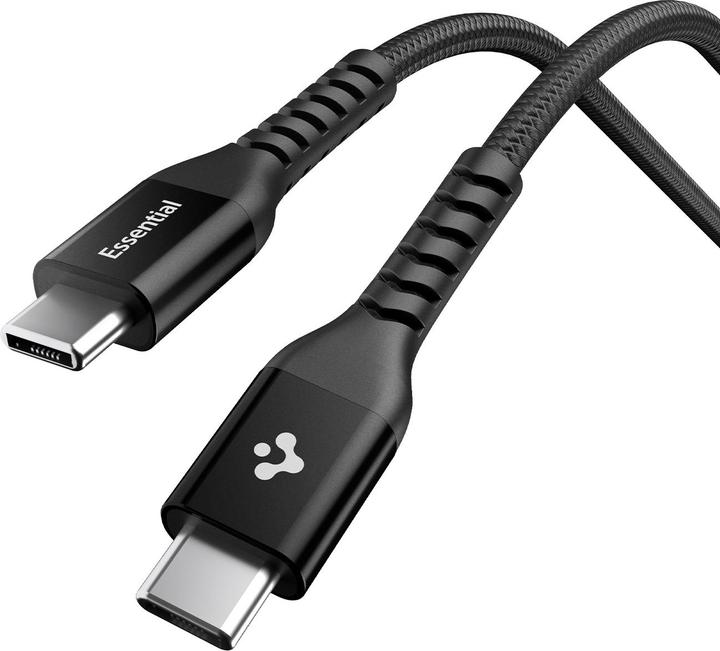 Spigen Essential USB C auf USB C 100W Gewebekabel, schwarz EB10010CCA (1 m, 100 W)