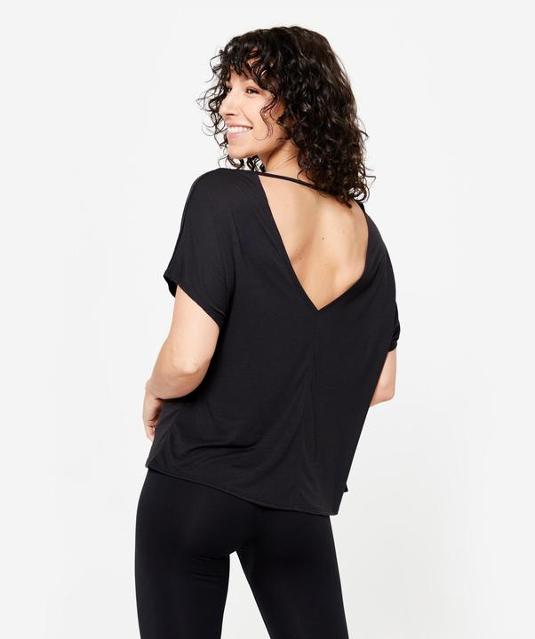 Produktbild Domyos Tanz-Shirt Damen kurzarm fliessend Modern Dance - schwarz (M)