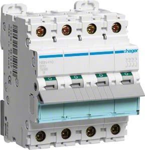 Produktbild Hager HAG NBN410 Leitungsschutzschalter 4 polig 10kA B-Charakteristik 10A 4 Module