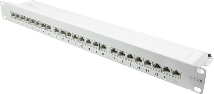 Produktbild Good Connections Patchpanel 48,30 cm (19") Kat. 6A, 24-port, 1 HE, STP geschirmt, werkzeuglos zu öffnen, reinweiß (RA