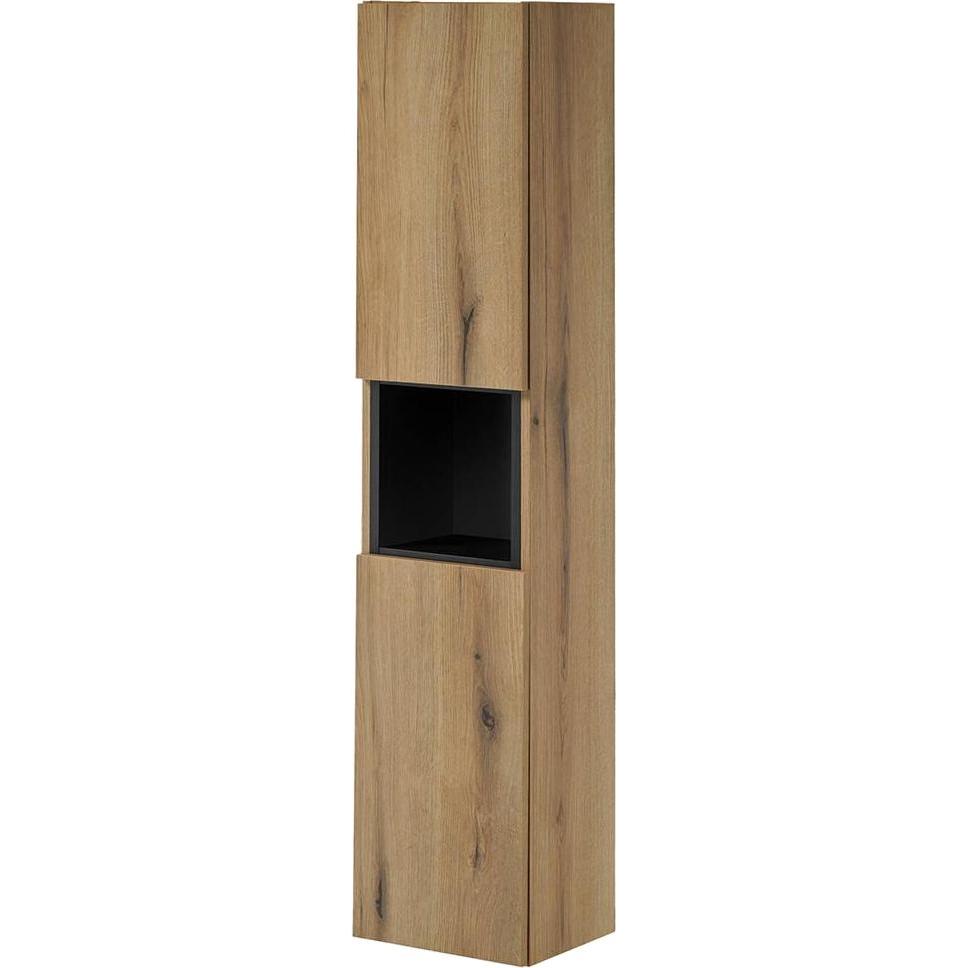 En.Casa, Badezimmerschrank, Hochschrank Skelbolu mit Regaleinsatz 30x140x25 cm Eichenoptik