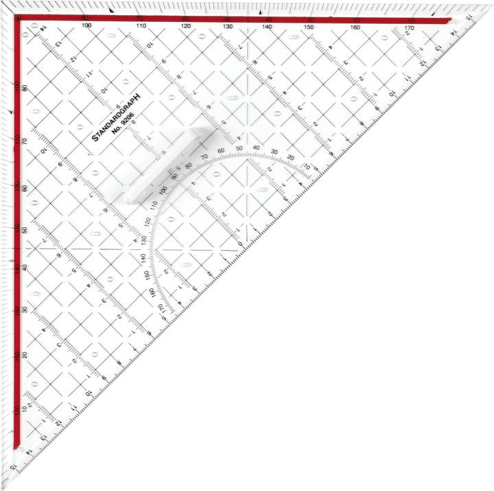 Produktbild Standardgraph Zeichendreieck aus glasklarem Kunststoff mit abnehmbaren Griff und Facette, 32 cm (32 cm)