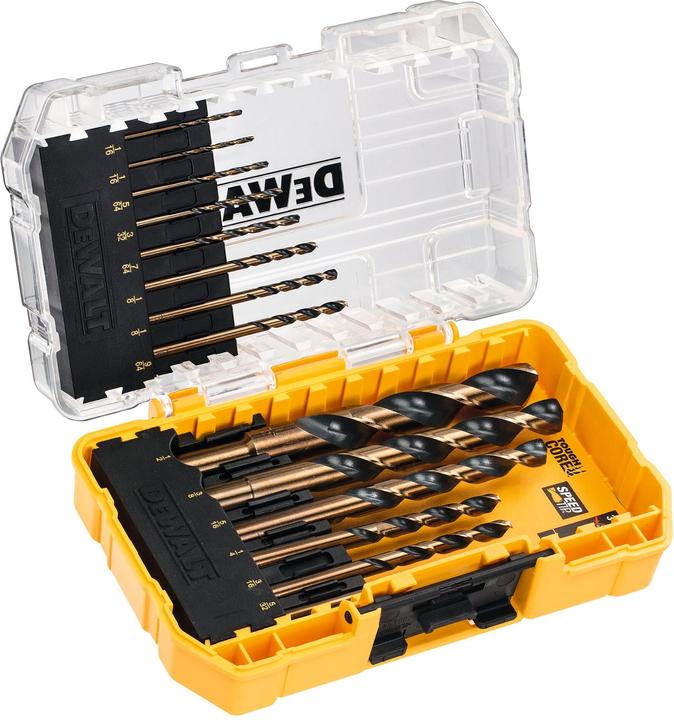 Actual product image DeWalt HSS twist drill bit set 1mm 8mm, 14 pieces, for different materials (1, 2)