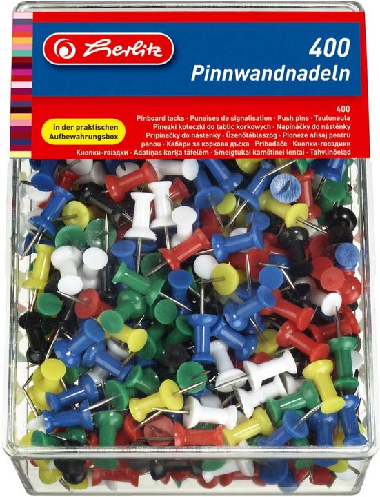 Herlitz Pinboard Pins, assorted colours, content: 400 pcs.