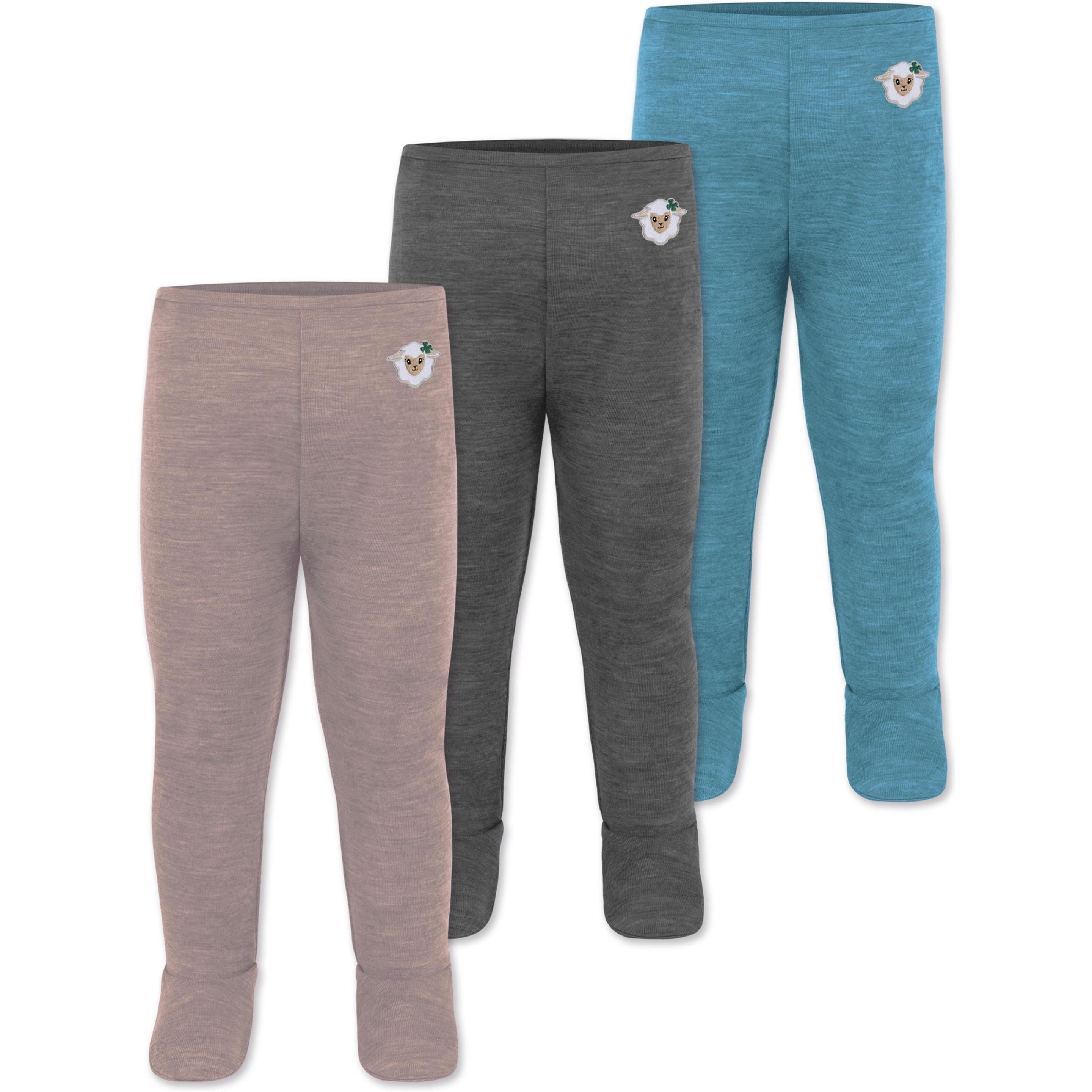 Normani, Herren, Funktionsunterhose, 3er Pack Baby Merino Unterhose mit Füssen - 9543 (80), Blau, 80