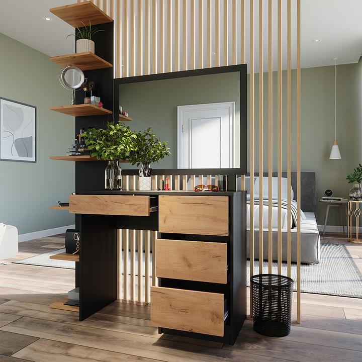 Actual product image Vicco Dressing table Sherry, Anthracite/golden oak, 90 x 75 cm without mirror (90 x 75 x 40 cm)