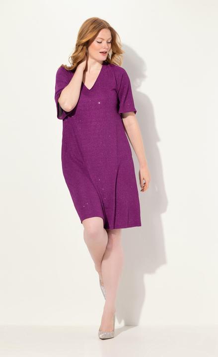 Actual product image Ulla Popken Sparkling 3/4 Sleeve A-Line Dress (50, 52)