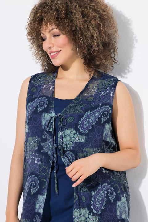 Produktbild Ulla Popken Longbluse, Patchmuster, A-Linie, ärmellos (58)